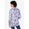 Woman Within Plus Size Perfect Three-Quarter Tie-Sleeve Tee(White Jacquard Floral)
