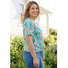 Woman Within Plus Size Textured Tie-Front Tee – 5X, Ivory Tulip Watercolor