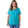 Woman Within Plus Size Lattice Neck Tee – 1X, Pretty Turquoise