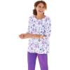 Woman Within Plus Size Perfect Three-Quarter Tie-Sleeve Tee(White Jacquard Floral)