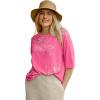 Woman Within Plus Size Relaxed Print Tee – 1X, Peony Graphic Bloom