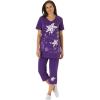 Woman Within Plus Size Starfish Tee and Capri Set(Peony Petal Starfish)