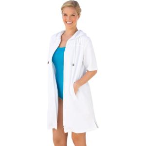 Swimsuits For All Swim 365 Women’s Plus Size Hooded Terry Swim Cover Up(White)