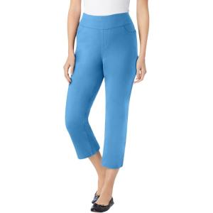 Woman Within Plus Size Pull-On Flex Elastic-Waist Stretch Denim Capri Jeans(Azure Blue)
