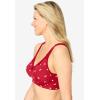 Catherines Women’s Plus Size Cotton Comfort Wireless Bra(Classic Red Ditsy Bow)