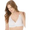 Catherines Women’s Plus Size Wireless Front-Close Cotton Comfort Bra(White)