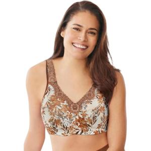 Catherines Women’s Plus Size Cotton Comfort Wireless Bra(Mocha Nude Animal)
