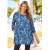 Woman Within Plus Size 2-Pocket Swing Tunic(White Coral Bloom)