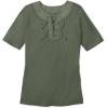 Woman Within Plus Size Lace-Up Knit Tee(Olive Green)