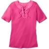 Woman Within Plus Size Lace-Up Knit Tee(Raspberry Sorbet)