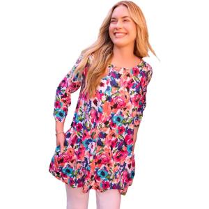 Woman Within Plus Size 2-Pocket Swing Tunic(White Coral Bloom)