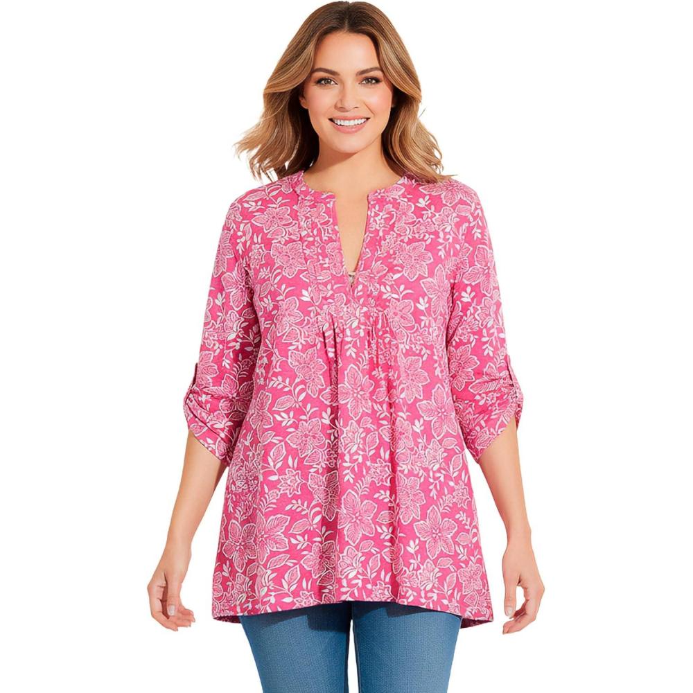 imageWoman Within Plus Size 7Day LayeredLook TunicRaspberry Etch Floral