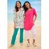 Woman Within Plus Size 7-Day Layered-Look Tunic(Emerald Hibiscus Garden)