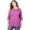 Woman Within Plus Size Long-Sleeve Crewneck Soft Waffle Knit Thermal Shirt(French Blue Dancing Floral)