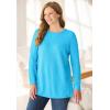 Woman Within Plus Size Long-Sleeve Crewneck Soft Waffle Knit Thermal Shirt(Paradise Blue)
