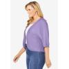 Woman Within Plus Size Rib Trim Cardigan Shrug Sweater(Soft Iris)