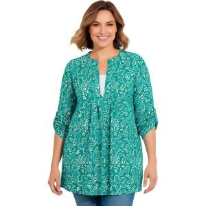 Woman Within Plus Size 7-Day Layered-Look Tunic(Waterfall Etch Floral)