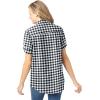 Woman Within Plus Size Petite Short-Sleeve Button-Down Cotton Seersucker Shirt(Black Gingham)