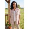 Woman Within Plus Size Petite Short-Sleeve Button-Down Cotton Seersucker Shirt(New Khaki Plaid)