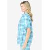 Woman Within Plus Size Petite Short-Sleeve Button-Down Cotton Seersucker Shirt(Paradise Blue Plaid)