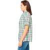 Woman Within Plus Size Petite Short-Sleeve Button-Down Cotton Seersucker Shirt(Pine Plaid)
