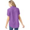Woman Within Plus Size Petite Short-Sleeve Button-Down Cotton Seersucker Shirt(Pretty Violet)