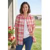 Woman Within Plus Size Petite Short-Sleeve Button-Down Cotton Seersucker Shirt(Rose Pink Camp Plaid)