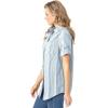 Woman Within Plus Size Petite Short-Sleeve Button-Down Cotton Seersucker Shirt(Royal Navy Rainbow Stripe)
