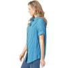 Woman Within Plus Size Petite Short-Sleeve Button-Down Cotton Seersucker Shirt(Vibrant Blue Pop Stripe)