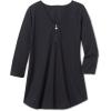Woman Within Plus Size Three-Quarter Sleeve Zipper Tunic(Black)