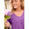 Woman Within Plus Size Three-Quarter Sleeve Zipper Tunic(Pretty Violet)