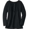 Woman Within Plus Size Waffle Thermal Lace Bib Henley Tee(Black)