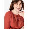 Woman Within Plus Size Waffle Thermal Lace Bib Henley Tee(Evening Blue)