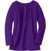 Woman Within Plus Size Waffle Thermal Lace Bib Henley Tee(Radiant Purple)