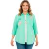 Woman Within Plus Size 2-Piece Embroidered Poplin Tunic And Tee Set(Pale Seafoam Beach Embroidery)