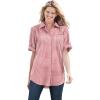 Woman Within Plus Size Petite Short-Sleeve Button-Down Cotton Seersucker Shirt(Vivid Red Gingham)