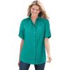 Woman Within Plus Size Petite Short-Sleeve Button-Down Cotton Seersucker Shirt(Waterfall)