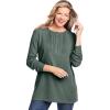 Woman Within Plus Size Waffle Thermal Lace Bib Henley Tee(Pine)