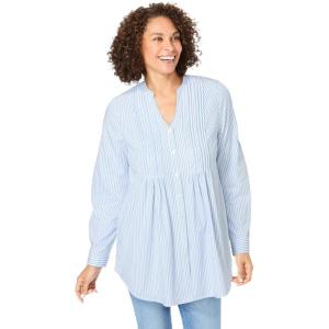 Woman Within Plus Size Perfect Pintuck Tunic(Pale Lilac)