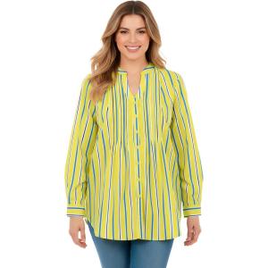 Woman Within Plus Size Perfect Pintuck Tunic(Primrose Yellow Sunny Stripe)