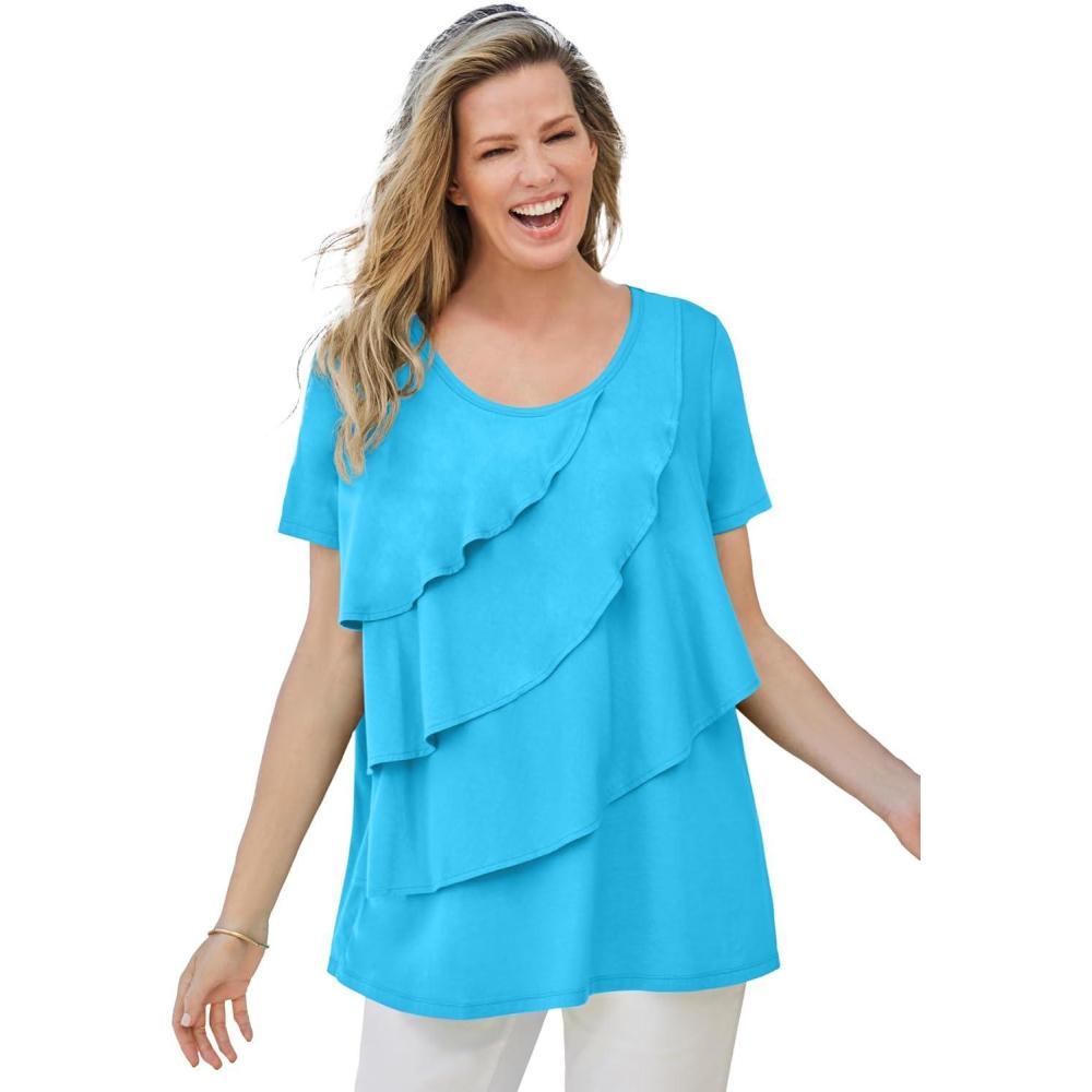 imageWoman Within Plus Size Ruffle TeeParadise Blue