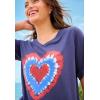 Woman Within Plus Size Cuffed Americana Print Tee(Navy Tie Dye Heart)