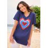 Woman Within Plus Size Cuffed Americana Print Tee(Navy Tie Dye Heart)
