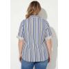 Woman Within Plus Size Pintucked Button Down Gauze Shirt(Deep Cobalt Stripe)