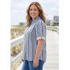 Woman Within Plus Size Pintucked Button Down Gauze Shirt(Deep Cobalt Stripe)