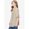Woman Within Plus Size Pintucked Button Down Gauze Shirt(Natural Khaki)