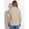 Woman Within Plus Size Pintucked Button Down Gauze Shirt(Natural Khaki Stripe)