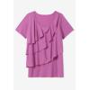 Woman Within Plus Size Ruffle Tee(Paradise Blue)