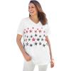 Woman Within Plus Size Cuffed Americana Print Tee(Red White Blue Stars)