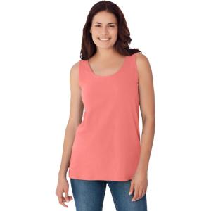 Woman Within Plus Size Scoopneck Tank(Sweet Coral)